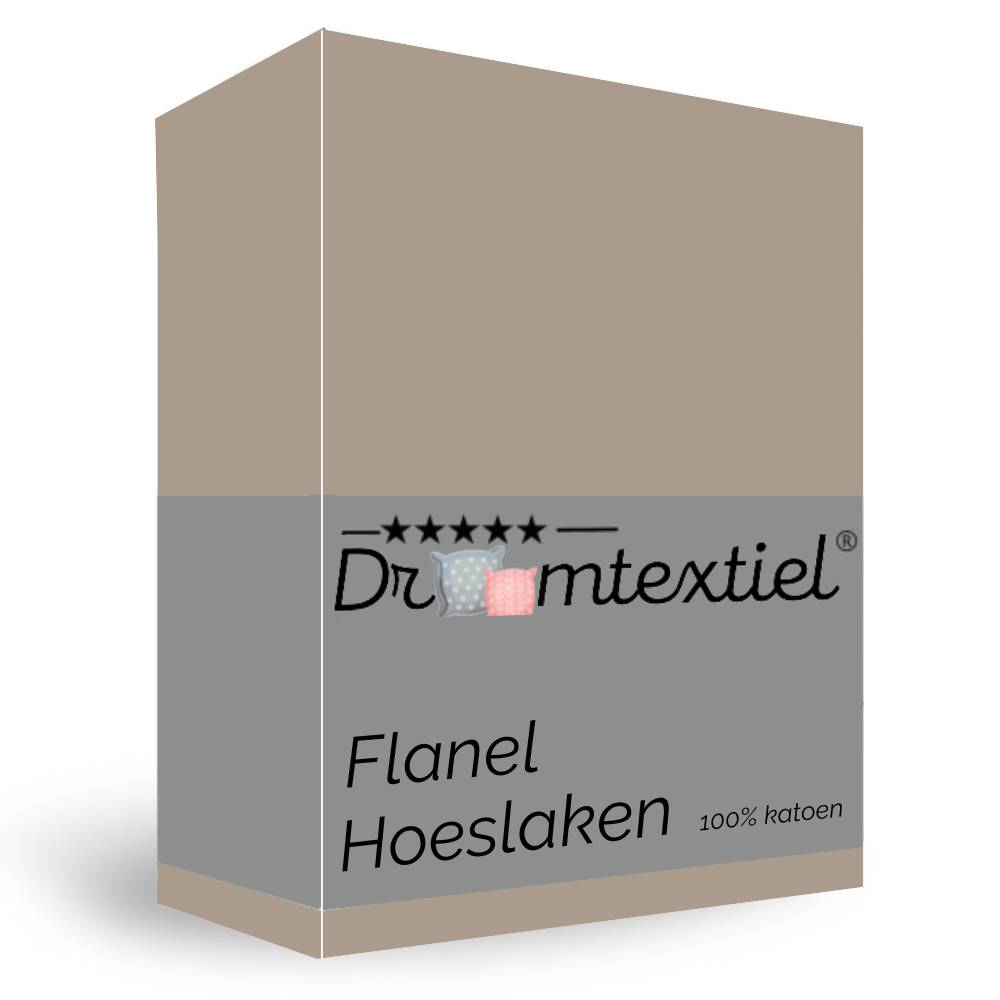 Droomtextiel Hoeslaken Flanel Taupe - 200x200 cm
