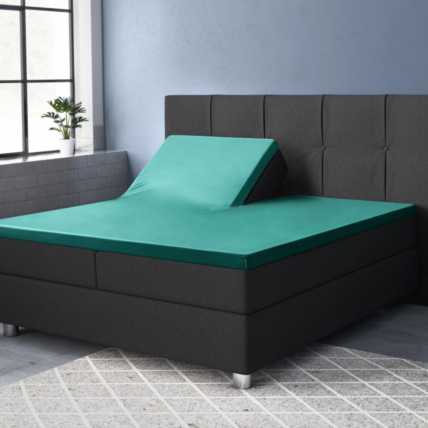 Primaviera Split-Topper Hoeslaken Katoen-Satijn -180x220 cm - Groen