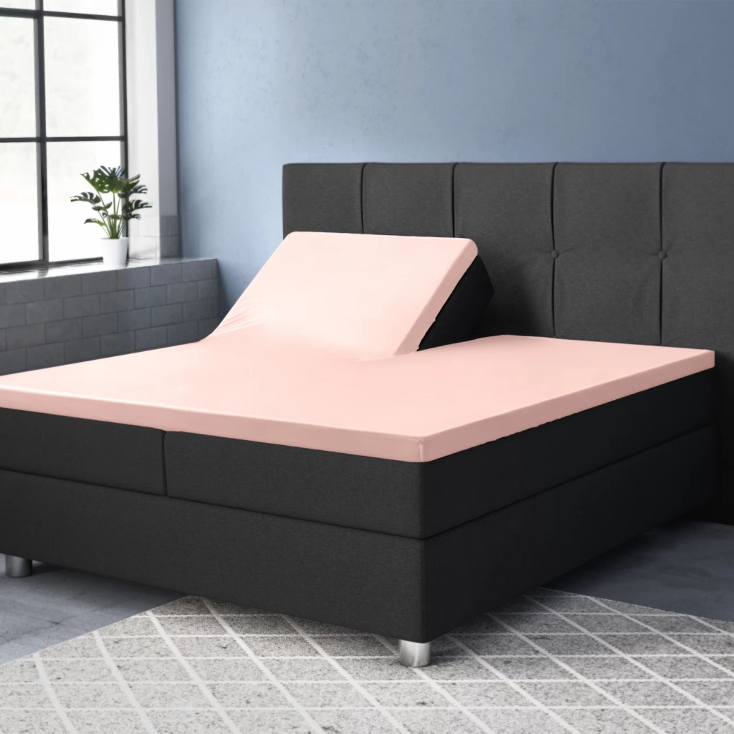 Primaviera Split-Topper Hoeslaken Katoen-Satijn -180x220 cm - Roze