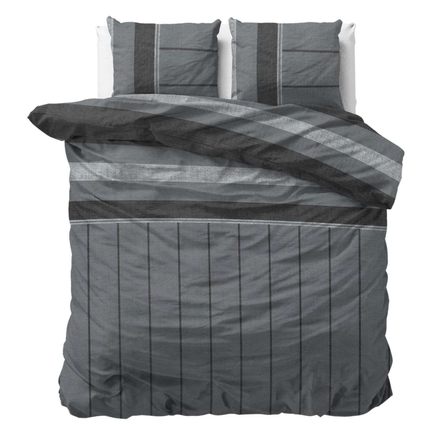 Sleeptime Kees Flanel Dekbedovertrek Antraciet - 240x200/220 cm - Warm en Zacht