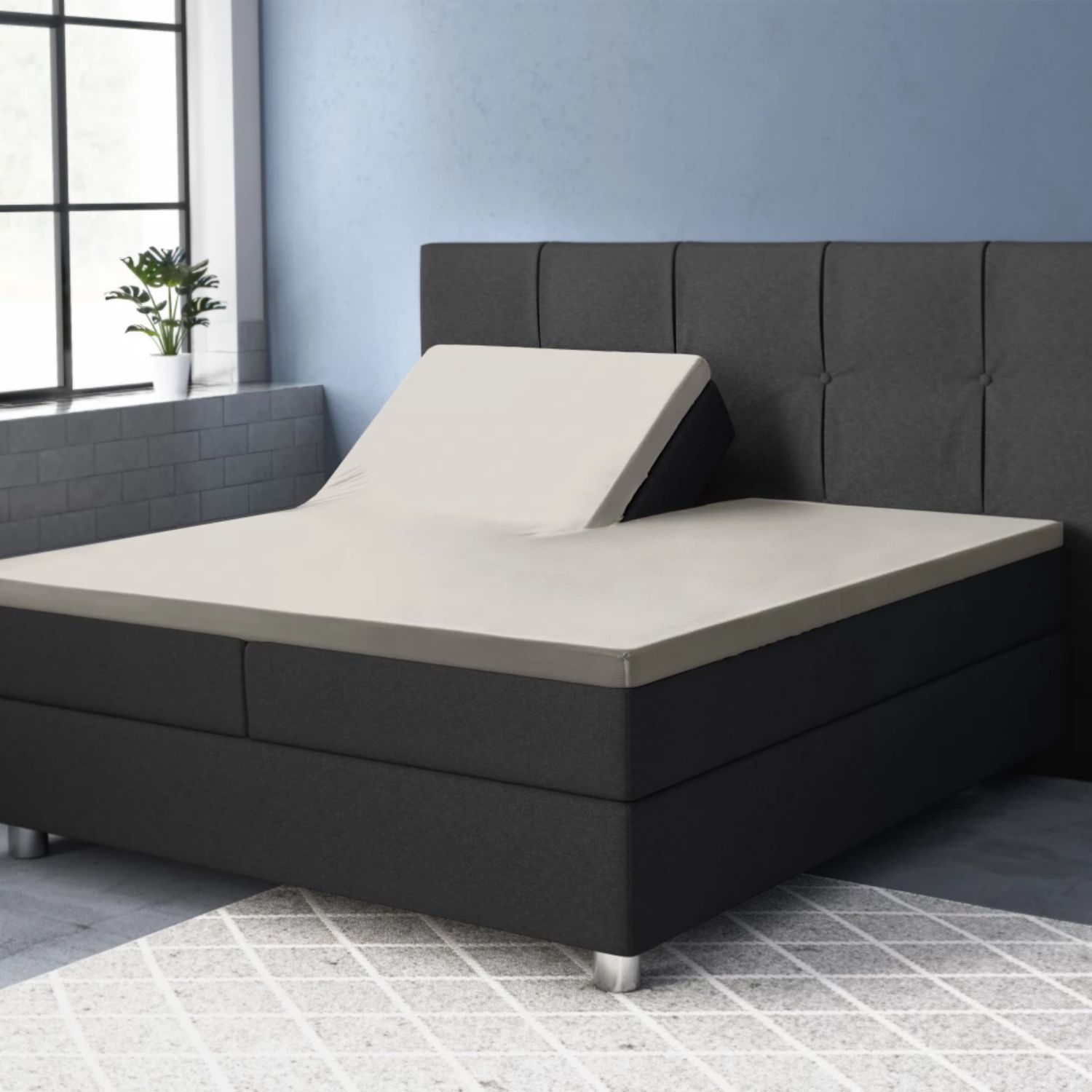 Primaviera Split-Topper Hoeslaken Katoen-Satijn -180x220 cm - Crème