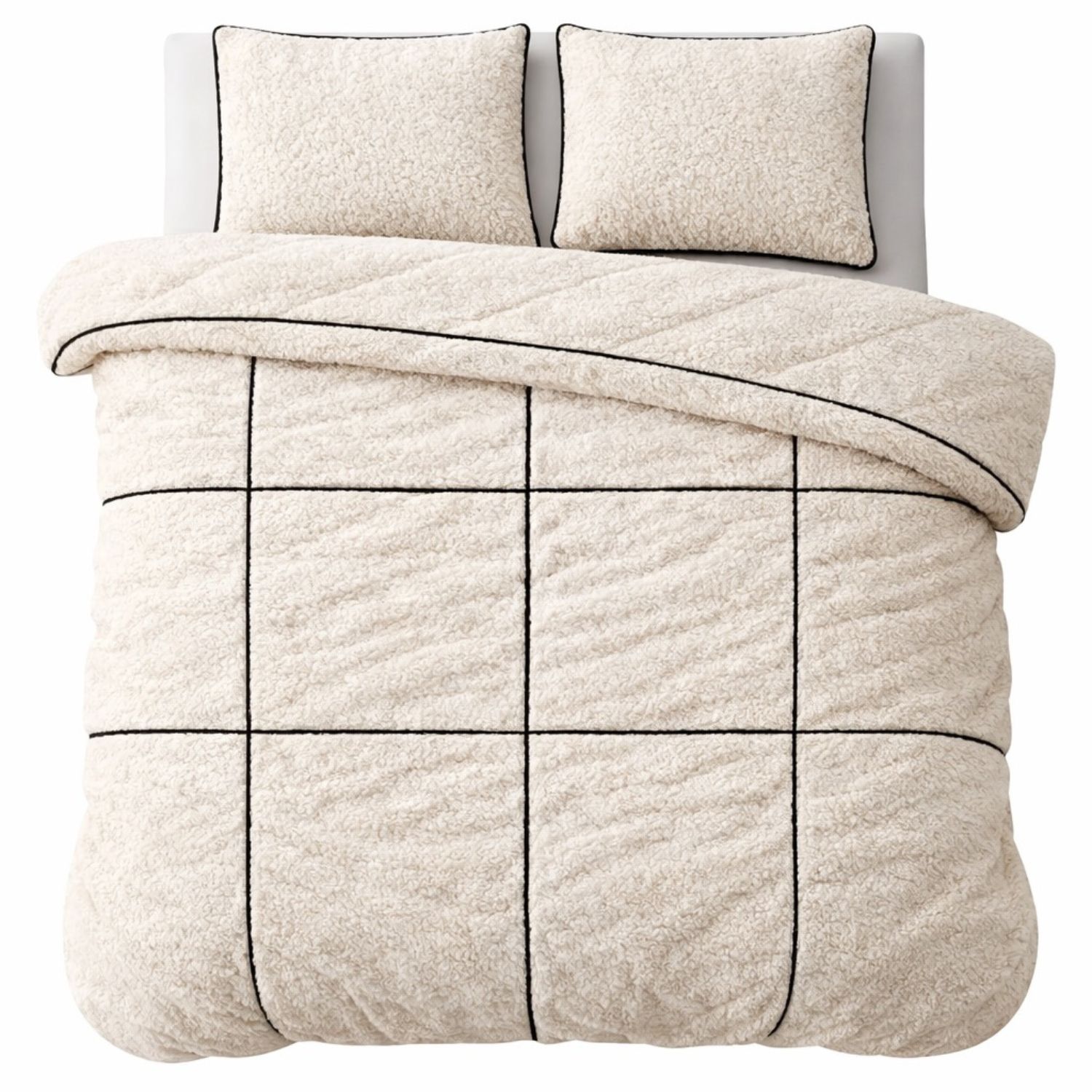 Sleeptime Teddy Trim Dekbedovertrek - 240x200/220 - Beige